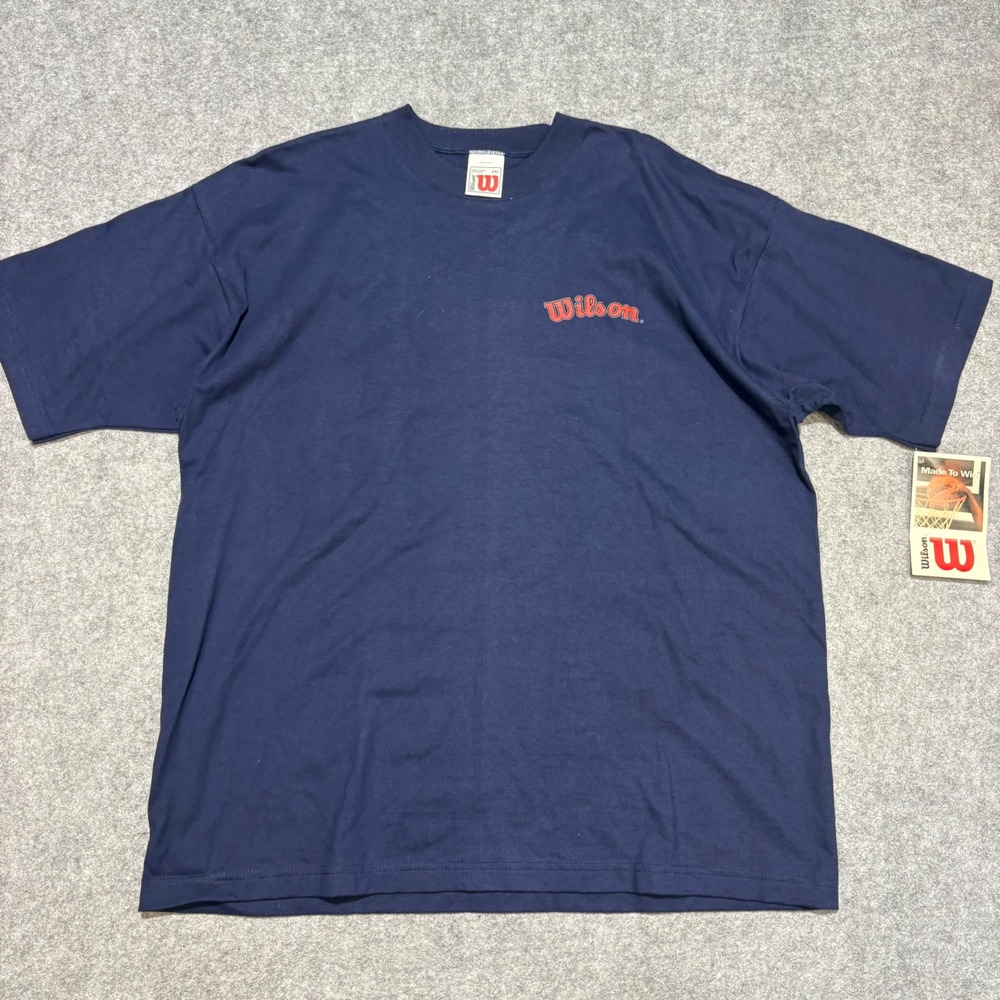 Wilson Made To Win T-Shirt Mens XXL Navy Blue Short Sleeve Logo Vintage NWT